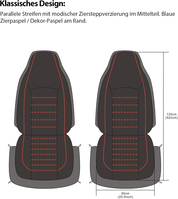 TOYOUN Klassisch Autositzbezüge Vordersitze Highback Sitzbezüge 2er Universal Schonbezüge PU Leder S