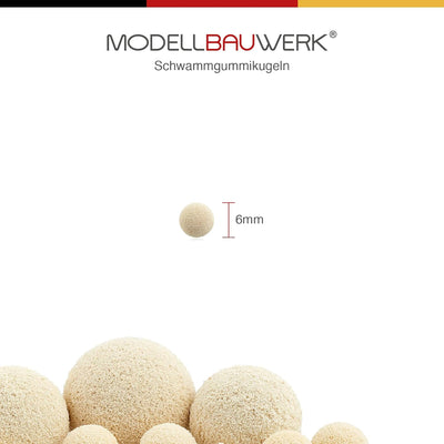 Modellbauwerk® Vielseitigkeit pur!- Schwammgummikugeln 6mm hell/Creme,100St. kreiere realistische un