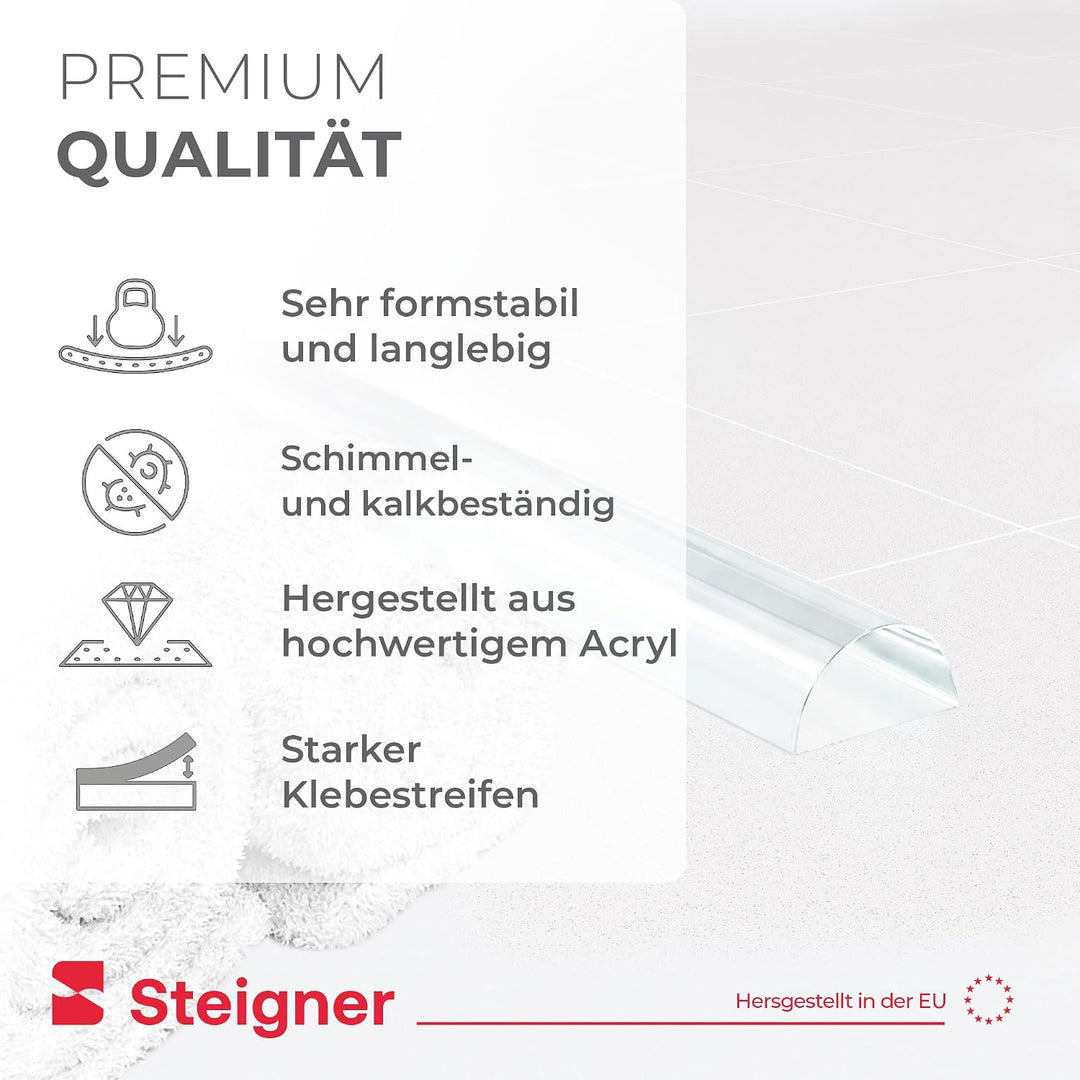 STEIGNER 110cm Schwallschutz Acryl Halbrundstab - SDD03 Höhe 5mm - Spritzschutzprofil Halbrundprofil