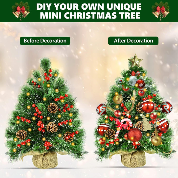 Bilivry Mini Weihnachtsbaum,50cm/1.64ft Mini Christmas Tree Decorations,LED-Weihnachtsbaum für Essti