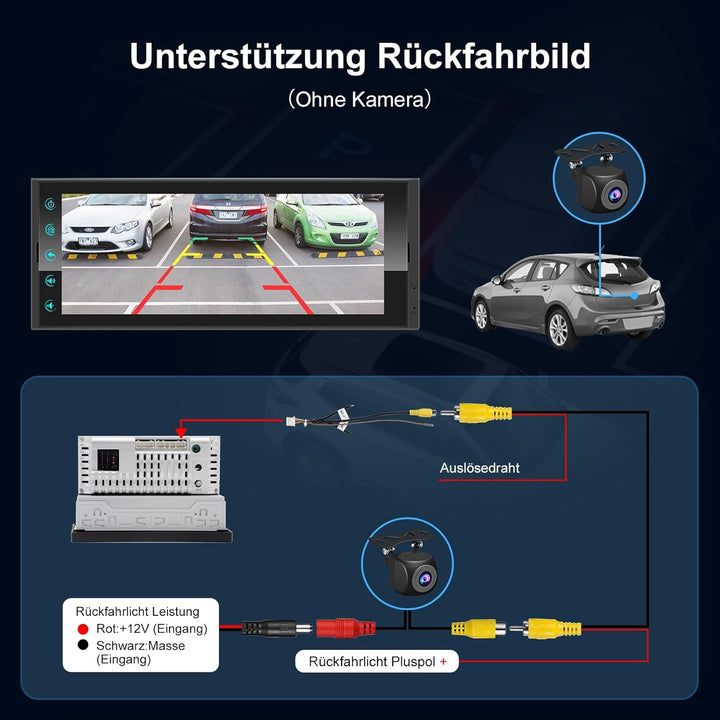 Android Autoradio 1Din mit Bildschirm,Wireless CarPlay & Android Auto Radio Touch Display mit Blueto