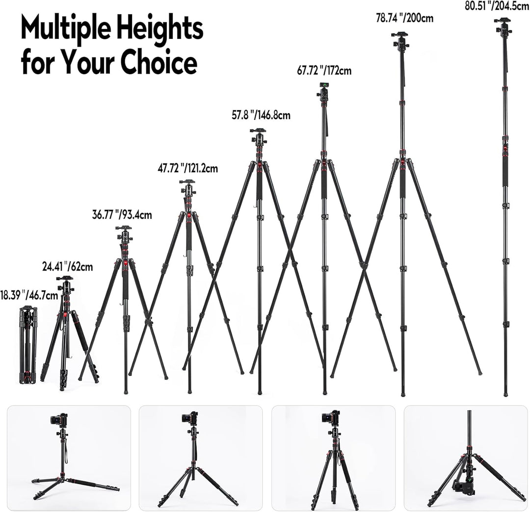 Fotopro 78" Kamera-Stativ, 360°Kugelkopf faltbares Aluminium-Stativ Einbeinstativ mit Schnellwechsel