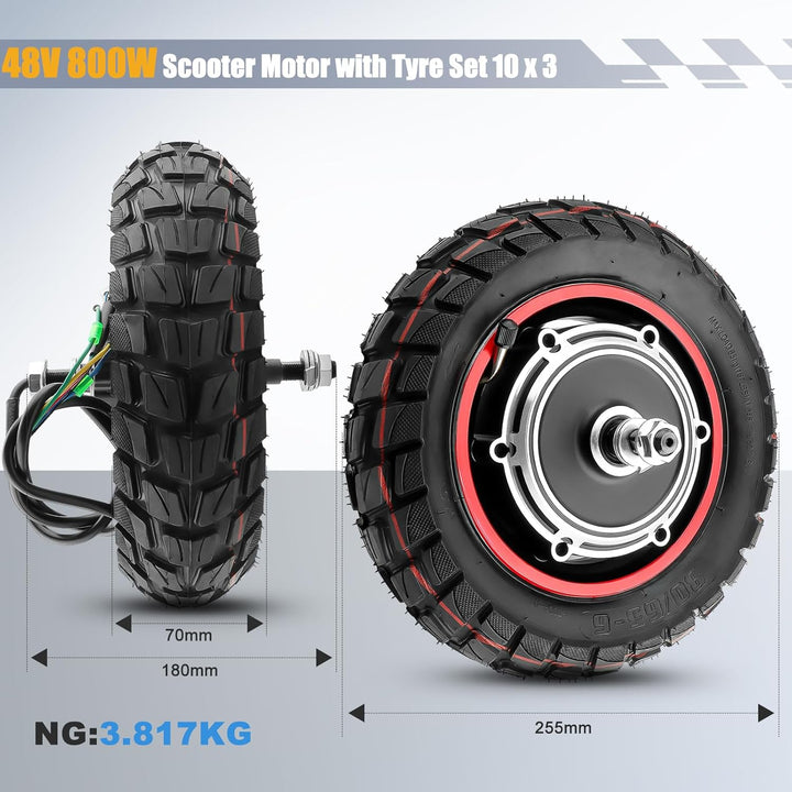 E Scooter Motor 48V 800W für Kugoo M4 PRO Hinterrad Motor, 800W Motor mit Reifen Schlauch 80/65-6, H