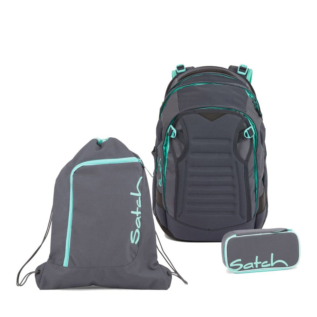 satch Match Schulrucksack Set 3tlg. inkl. Schlamperbox u. Sportbeutel Mint Phantom, Mint Phantom