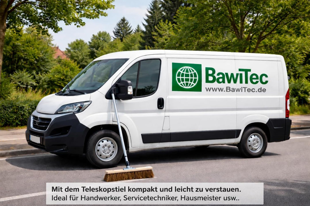 BawiTec Kokosbesen Kehrset,Komplett-Set,Besen 40cm,mit Teleskopstiel verstellbar,Handfeger Holz 28cm