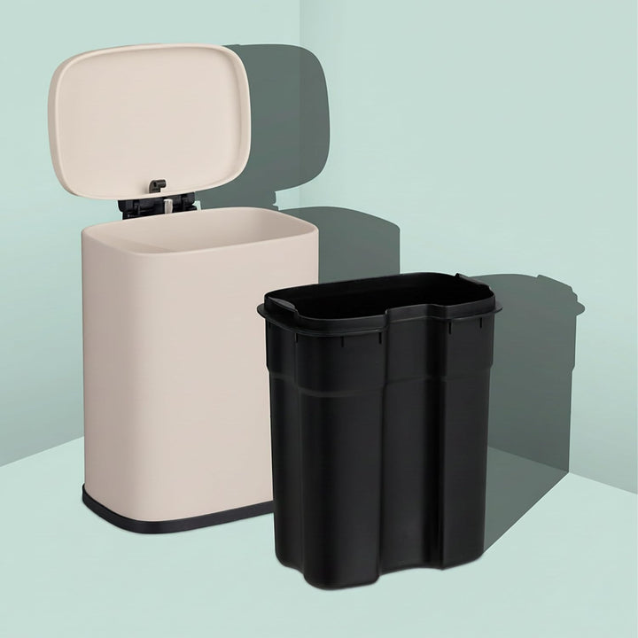 Relaxdays Kosmetikeimer Wandmontage, 3 Liter, Absenkautomatik, Inneneimer, Metall, eckiger Badezimme