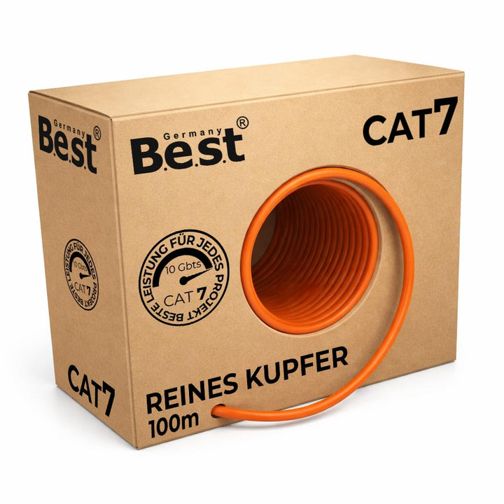 CAT.7 100m Simplex Verlegekabel BEST Gigabit Netzwerkkabel KUPFER Lan 1000Mhz S/FTP KAT 7 100 M Simp
