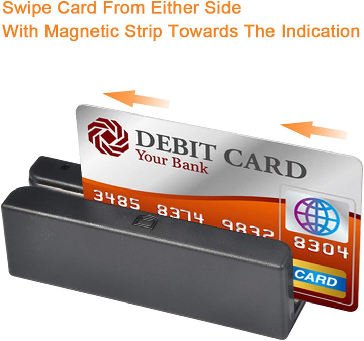 Cuifati Magnetischer USB-Kreditkartenleser, 3-Spur-Smartcard-Leser MSR580, für TXT, Word, Excel, POS