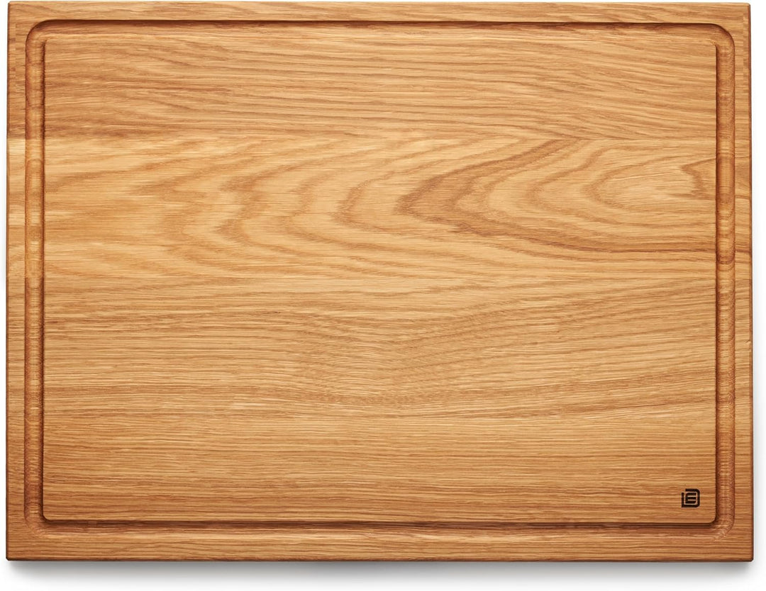 Edeldings XXL Massivholz Schneidebrett aus Eiche mit Saftrille | Gross 40 х 30 cm | Antibakterielles