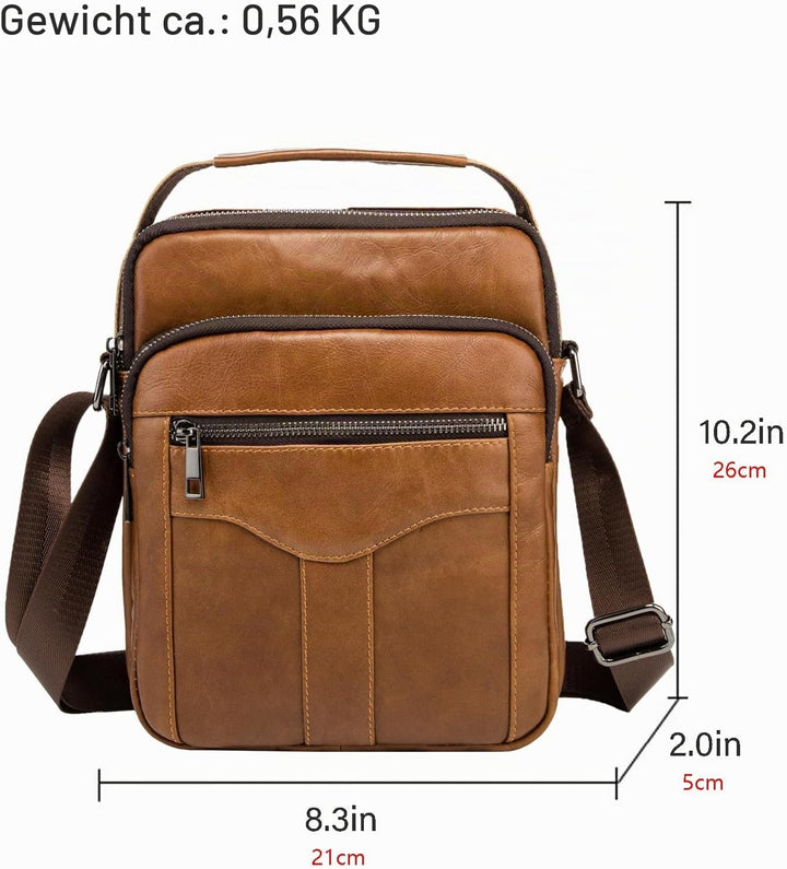 MANNUOSI Herren Schultertaschen business Freizeit Henkeltaschen echtleder vintage Handtaschen Einhei