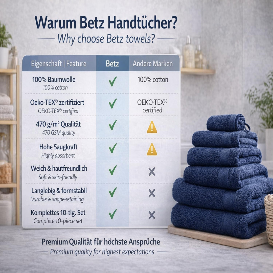 Betz Premium 10er Frottier Handtuch-Set - 2X Liegetücher - 4X Handtücher - 2X Gästetücher - 2X Wasch