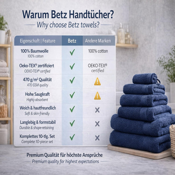 Betz Premium 10er Frottier Handtuch-Set - 2X Liegetücher - 4X Handtücher - 2X Gästetücher - 2X Wasch