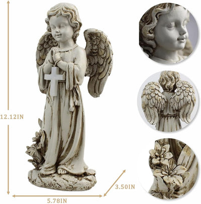 Tuzsocr Solar Engel Gartenstatuen - Betende Engel, LED-Schutzengel-Figur, Wetterfeste Engel Figur am
