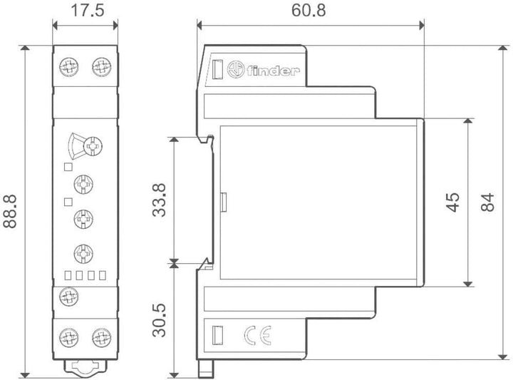 finder SERIE 70 70.11.8.230.2022-1 Ueberwachungsrelais 240-220 V/AC 1 Wechsler 8.230.2022 1-Phase, U