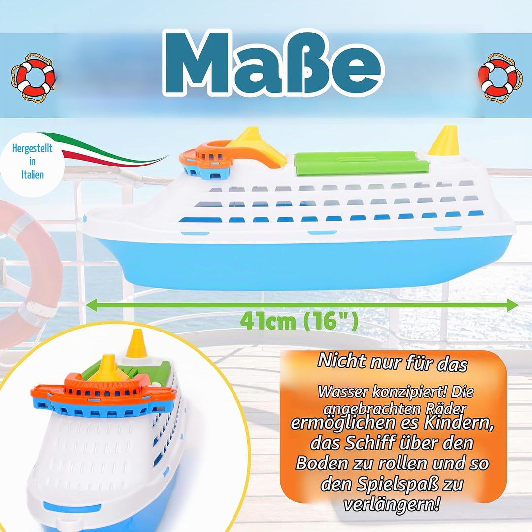 Toyland® 41cm (16 Zoll) Buntes Kreuzfahrtschiff mit Beweglichen Türen – Schwimmendes Wasserspielzeug