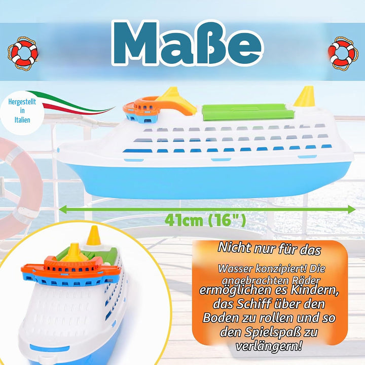 Toyland® 41cm (16 Zoll) Buntes Kreuzfahrtschiff mit Beweglichen Türen – Schwimmendes Wasserspielzeug