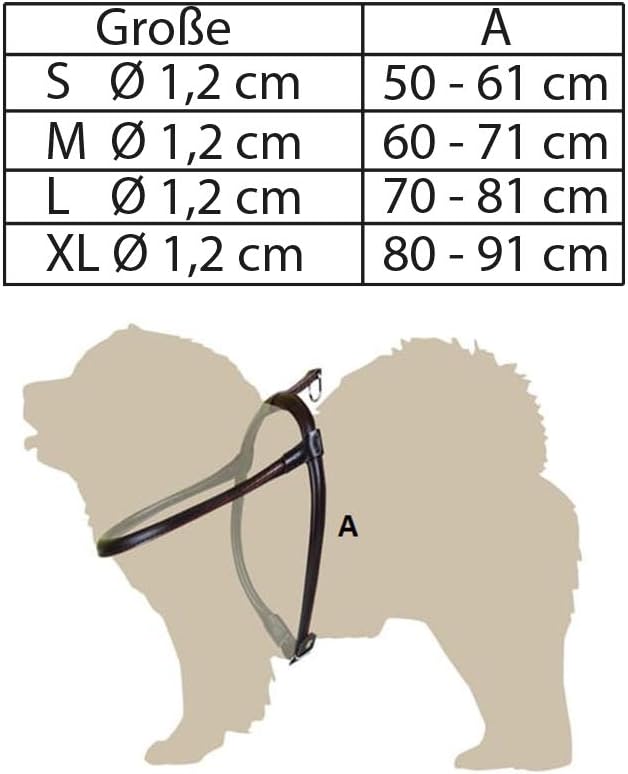 Dingo Rundes Ledergeschirr für Hund Chow-Chow ø 1,2 cm,Grösse M Braun 10571 Braun 60-71 cm M, Braun
