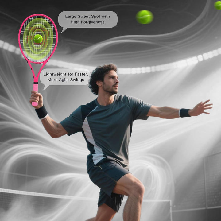 BatZoom Tennisschläger für Anfänger und Erwachsene, Leichter Graphitschläger mit komfortablem Griff,