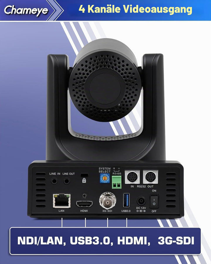Chameye NDI PTZ Camera 30x Optical Zoom AI Auto Tracking PTZ Camera with LCD Display, NDI 3G-SDI IP