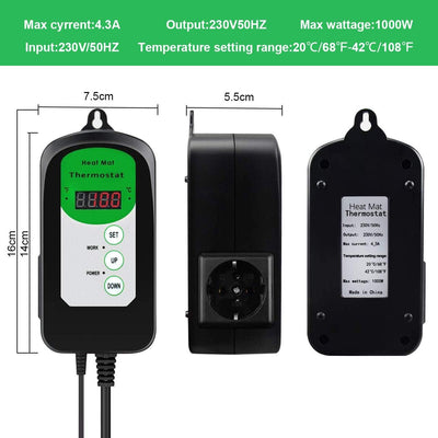 RIOGOO 24 * 52 cm Sämling-Heizmatte und Thermostatregler 68-108 ° F Digitaler Thermostatregler IP68