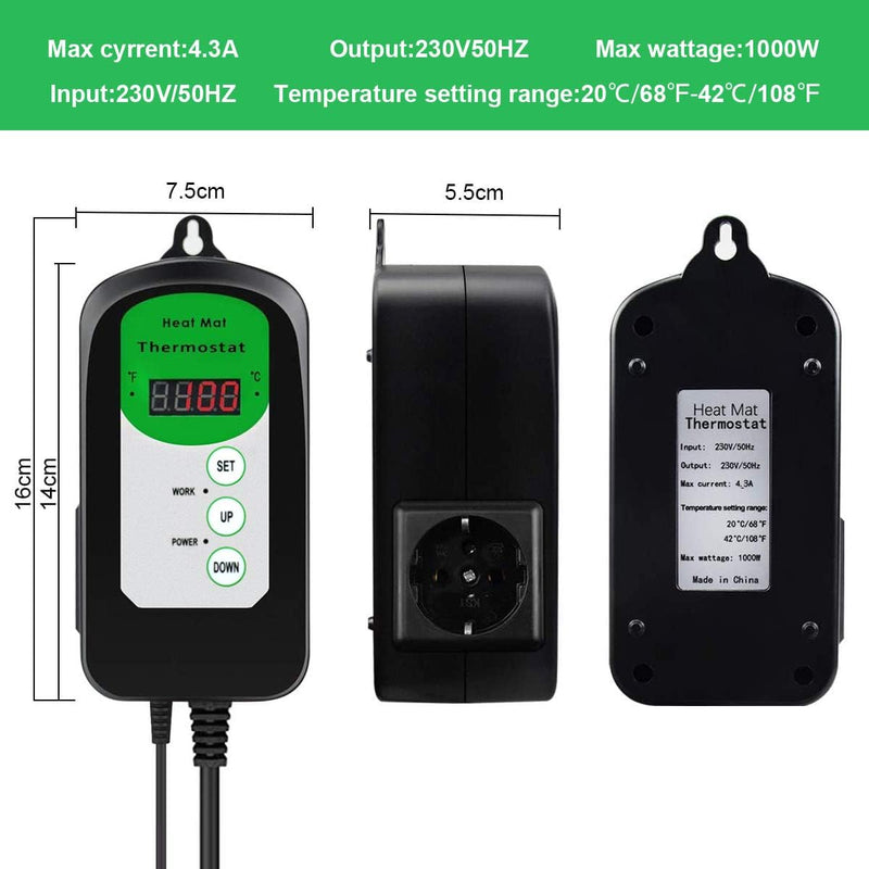 RIOGOO 24 * 52 cm Sämling-Heizmatte und Thermostatregler 68-108 ° F Digitaler Thermostatregler IP68