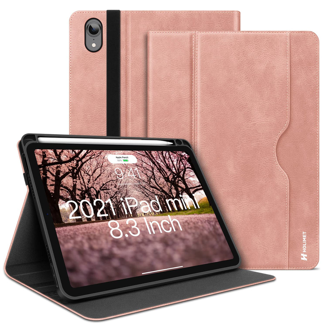 HOLIMET iPad Mini 6 Hülle 2021 8,3 Zoll mit Stifthalter, iPad Mini 6. Generation PU Leder Cover Smar