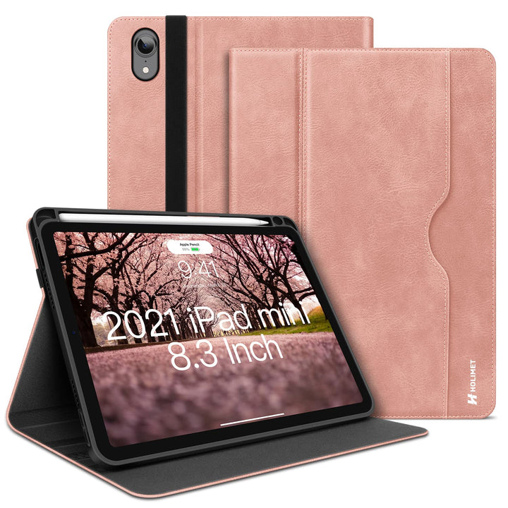 HOLIMET iPad Mini 6 Hülle 2021 8,3 Zoll mit Stifthalter, iPad Mini 6. Generation PU Leder Cover Smar