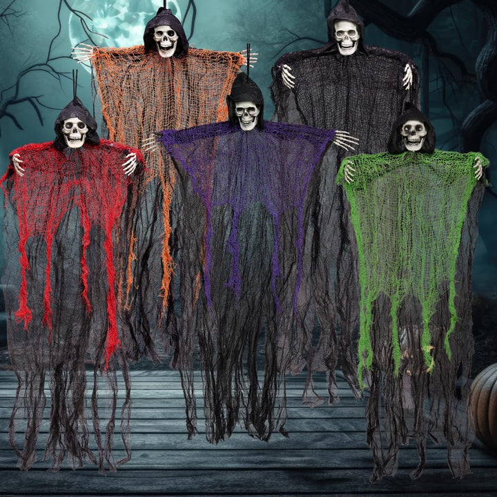 JOYIN 5 Stück Halloween hängende Sensenmänner, 70,1 cm, hängende Skelett Geister für Beste Halloween