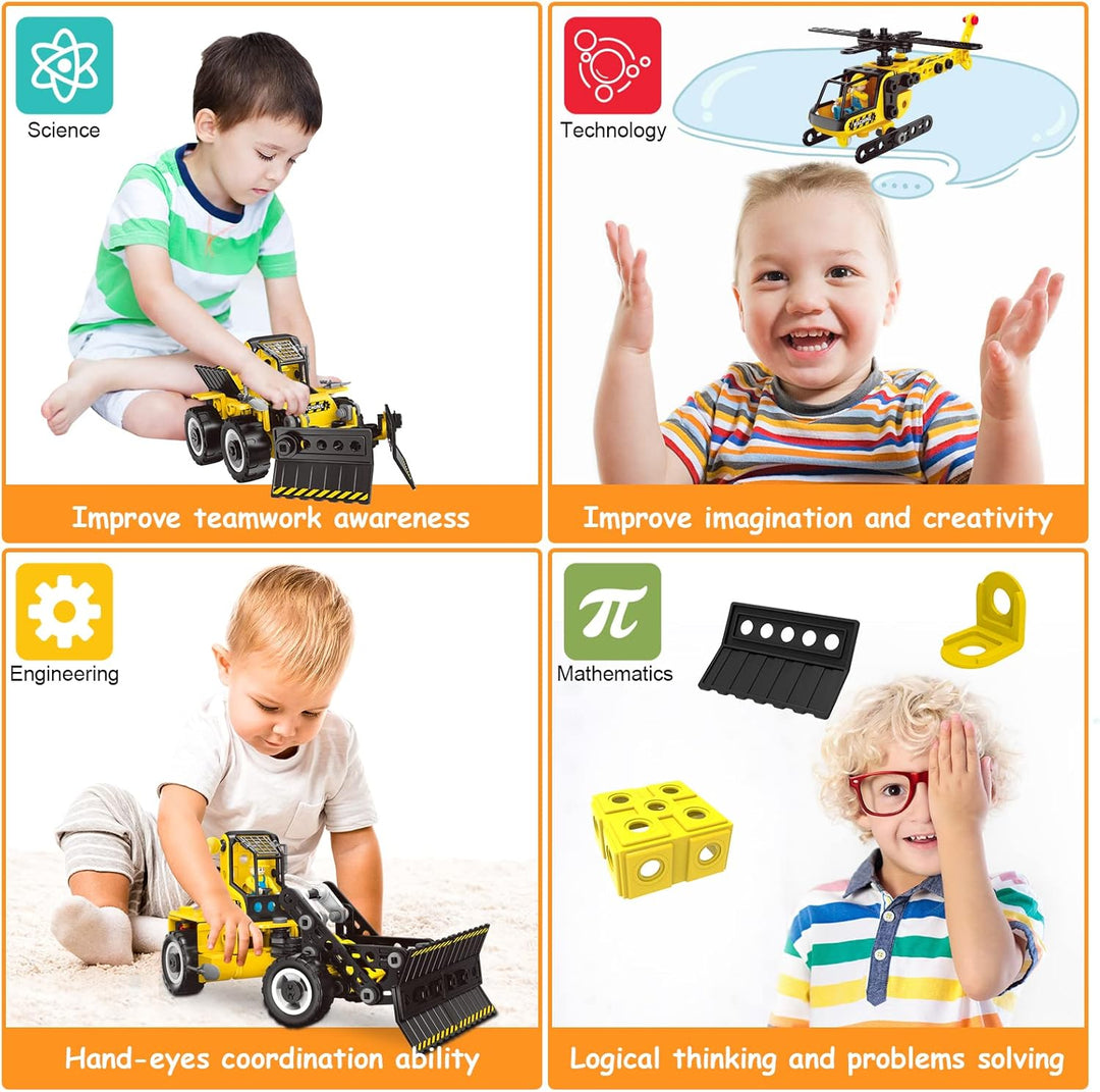 HOMETTER Konstruktionsspielzeug für 5 6 7 8+ Jahre alte Jungen Geschenk, 6 in 1 Engineering Spielzeu