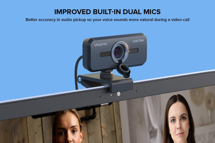 Creative Live! Cam Sync 1080p V2 Full HD-Weitwinkel-USB-Webcam mit automatischer Stummschaltung und
