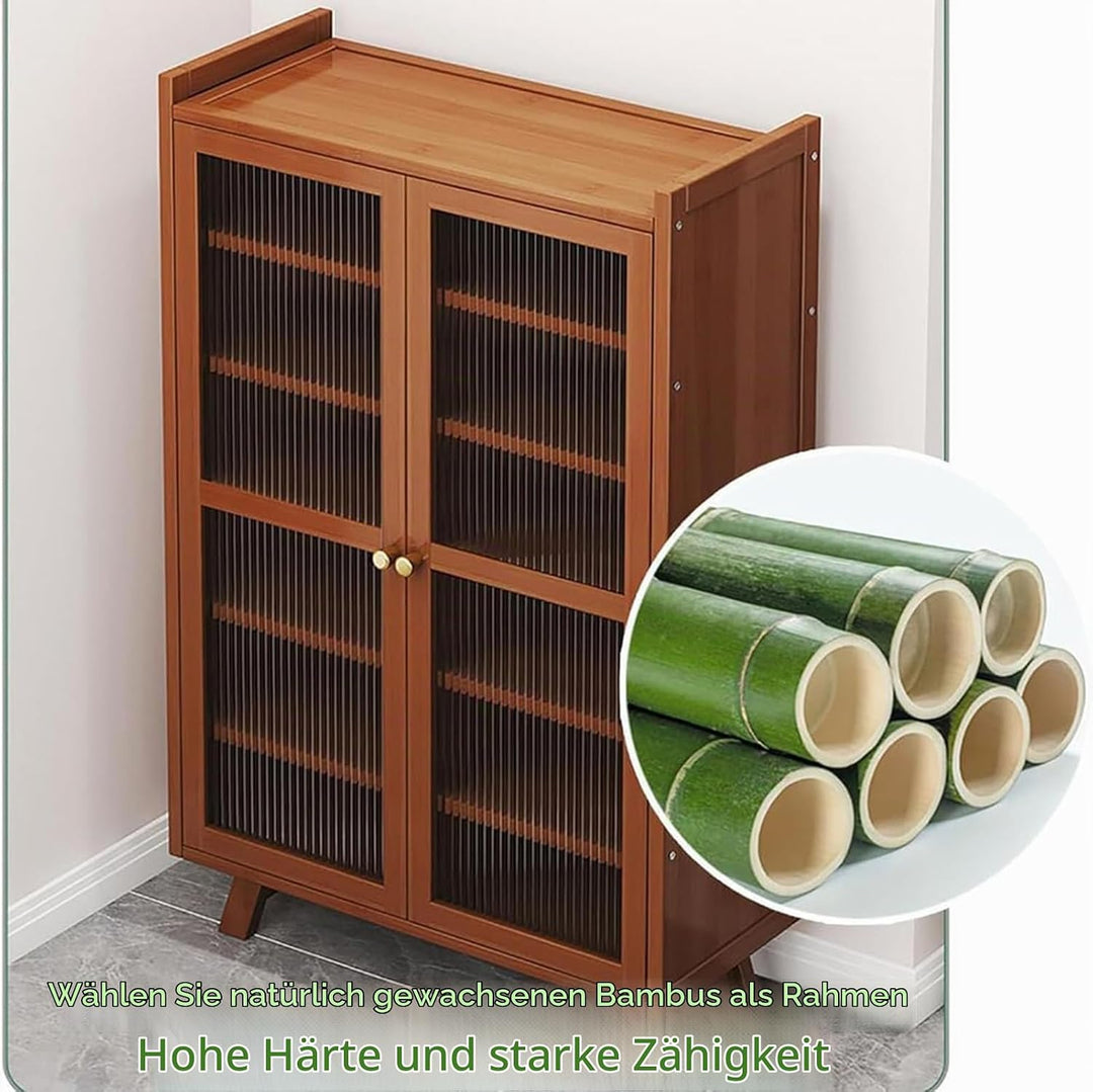 Generisch Schuhschrank Holz mit Korbgeflecht-Türen Moderner Bambus Schuhschränke Schuhschrank Schmal