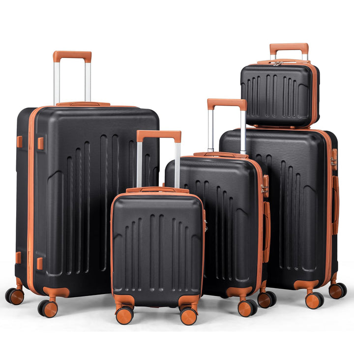LEADZM Koffer Set 5 teilig Hartschale mit Kosmetikkoffer, Kofferset aus ABS, Reisekoffer mit Rollen
