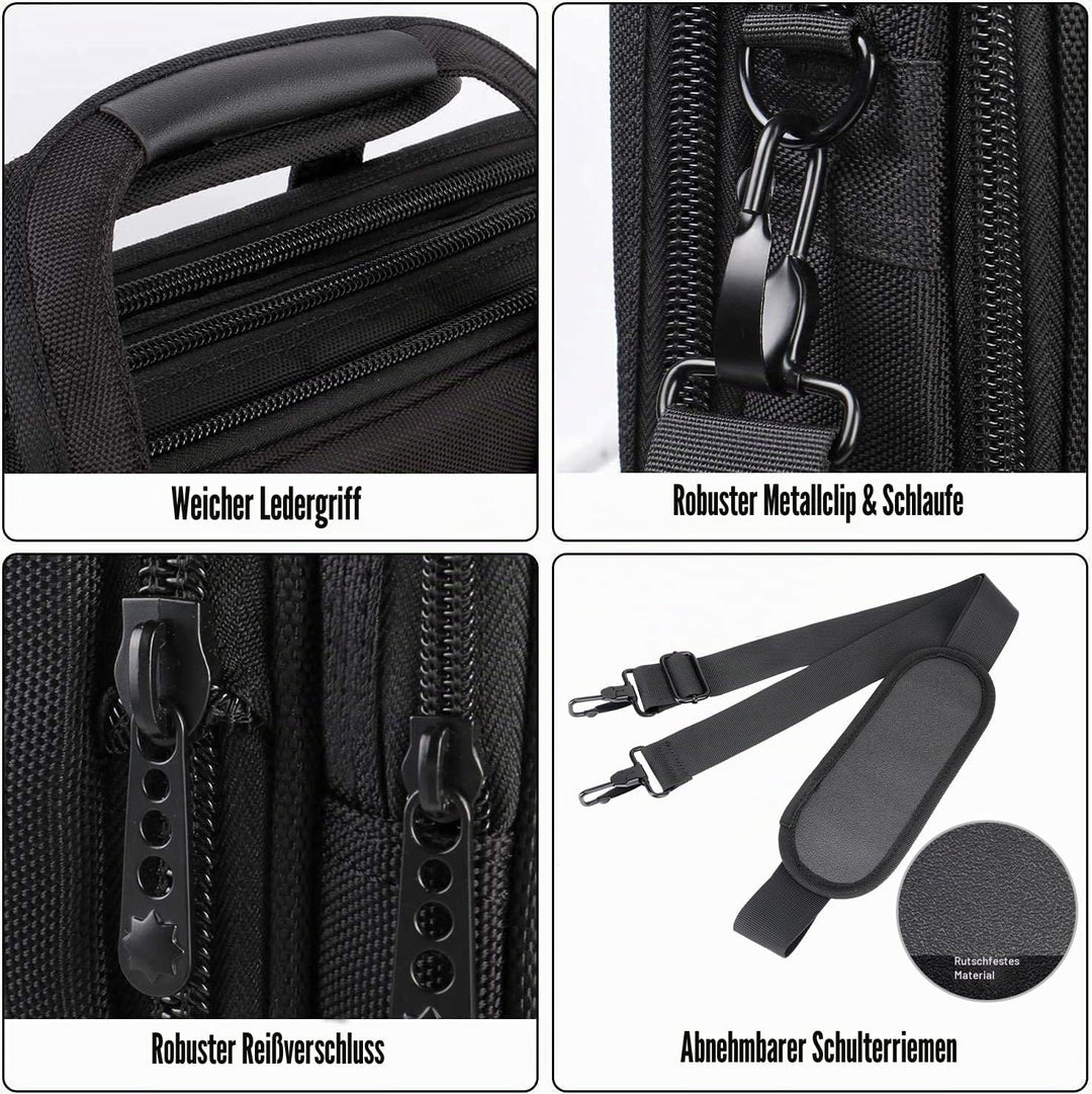 Mancro Aktentasche Herren Damen, 17 Zoll Business Laptoptasche Gross, wasserdichte Umhängetasche Mes