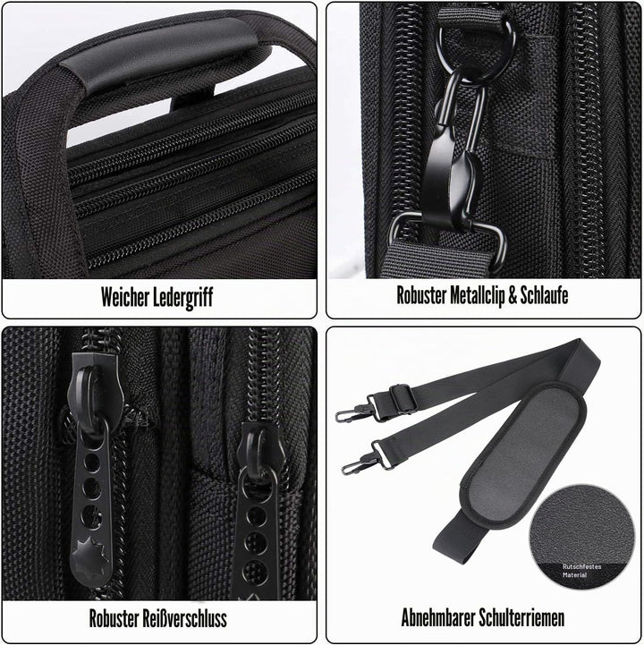 Mancro Aktentasche Herren Damen, 17 Zoll Business Laptoptasche Gross, wasserdichte Umhängetasche Mes