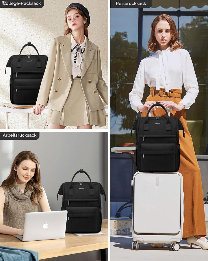 LOVEVOOK Schulrucksack Teenager Mädchen, 17,3 Zoll Laptop Schultasche Arbeitstasche Herren Damen, Wa