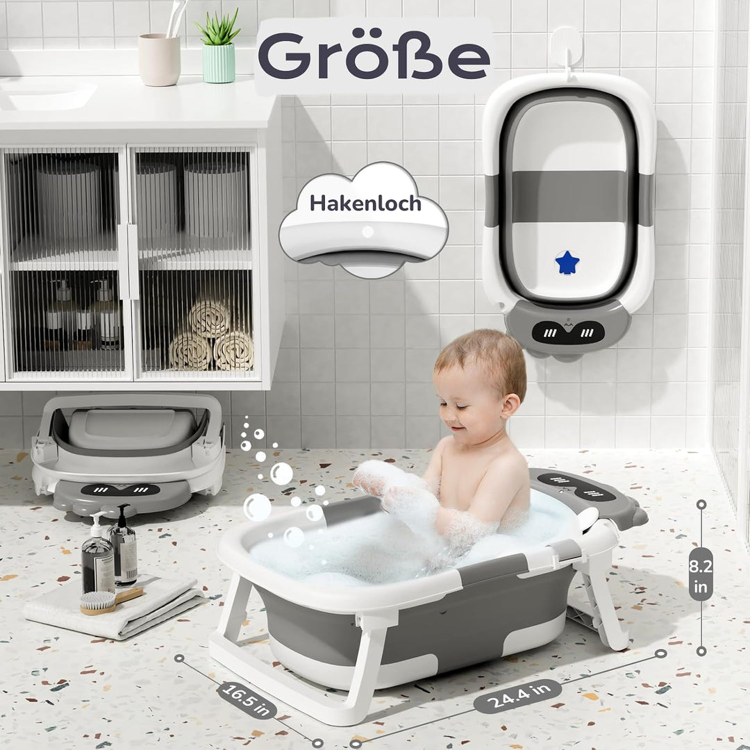 COOSEYA Baby Badewanne für 0-18 Monate, Faltbare Babywanne mit Babybadewanne Stützkissen, Portable B