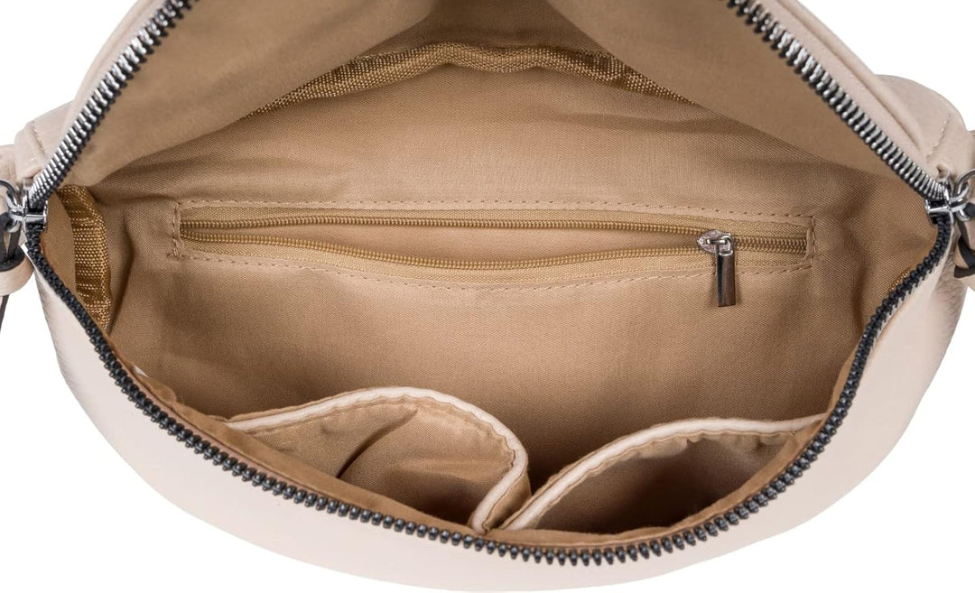styleBREAKER Damen Halbmond Crossbody Schultertaschen Set 2-Teilig, Schultergurt mit Zick-Zack Raute