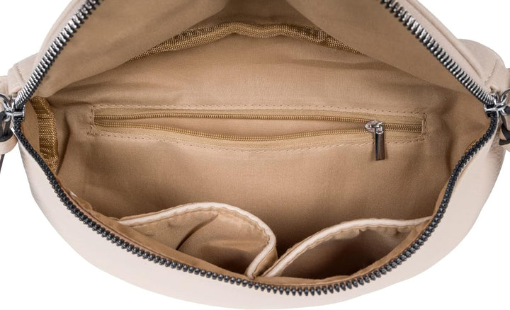 styleBREAKER Damen Halbmond Crossbody Schultertaschen Set 2-Teilig, Schultergurt mit Zick-Zack Raute