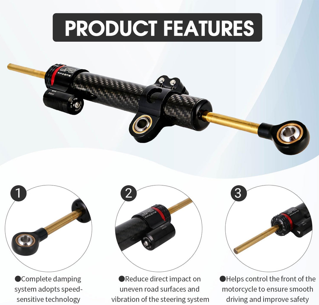 Motorrad-Lenkungsdämpfer-Stabilisator, 33 cm, universeller Lenkstabilisator für die meisten Motorräd