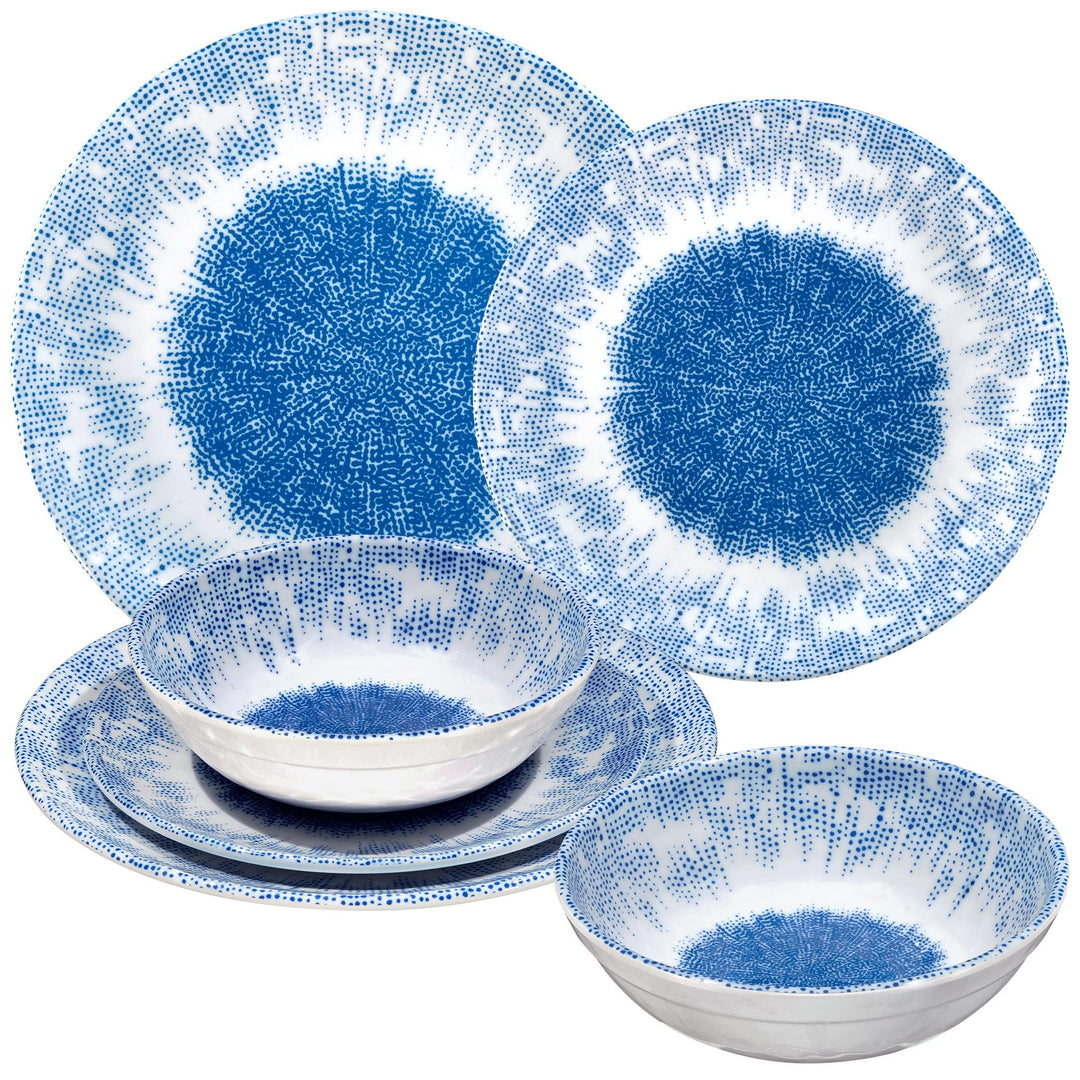 Melamin Geschirr Set Wish Flower Blau 2 Personen Wohnwagen Camping Picknick 6 Teile - Geschirr, 6 Te