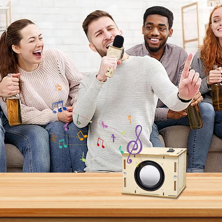Karaoke Maschine, DIY Kits Holz Karaokemaschine, Microphone Kinder, Lautsprecher Bausatz, Lackierbar