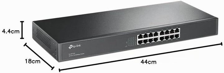 TP-Link TL-SF1016 16-Port 10/100Mbps Ethernet Switch, 19-inch Rack-Mount, Steel Case