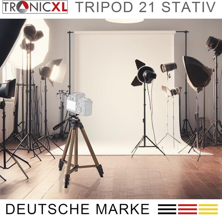 TronicXL 360° Tripod 21 Kamerastativ Stativ DSLR Aluminium 130cm für Dreibein Kamera Ersatzteil für
