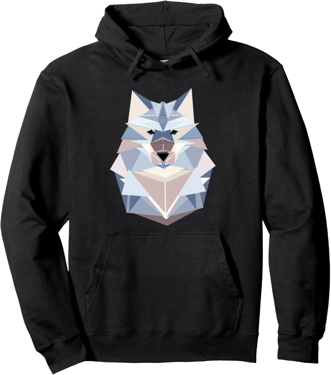 Wolf Polygon Geometrie Wald Tier Minimalismus Dreieck Muster Pullover Hoodie