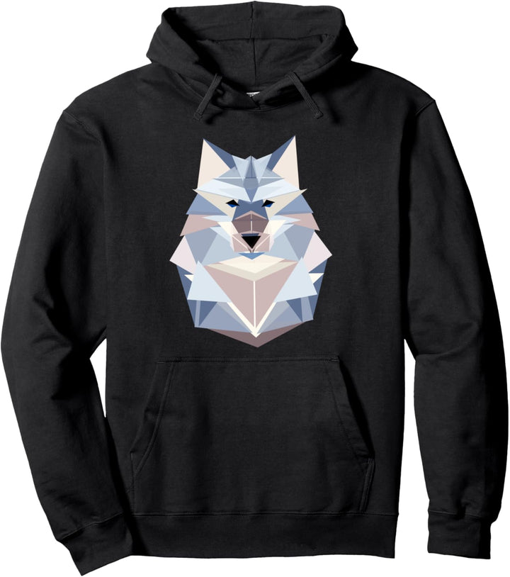 Wolf Polygon Geometrie Wald Tier Minimalismus Dreieck Muster Pullover Hoodie