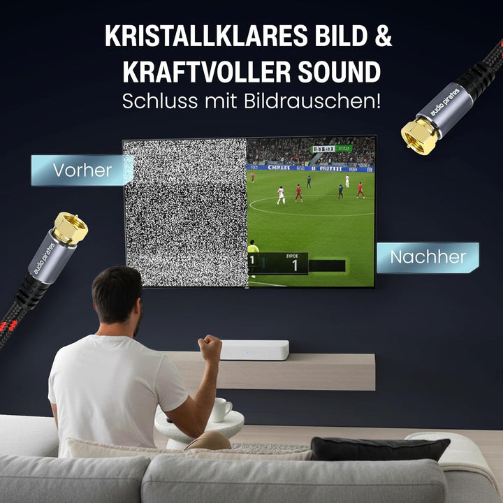 audio pirates RG6 Koaxialkabel – SAT-Kabel mit geraden F-Steckern – Doppelt geschirmtes Koaxialkabel