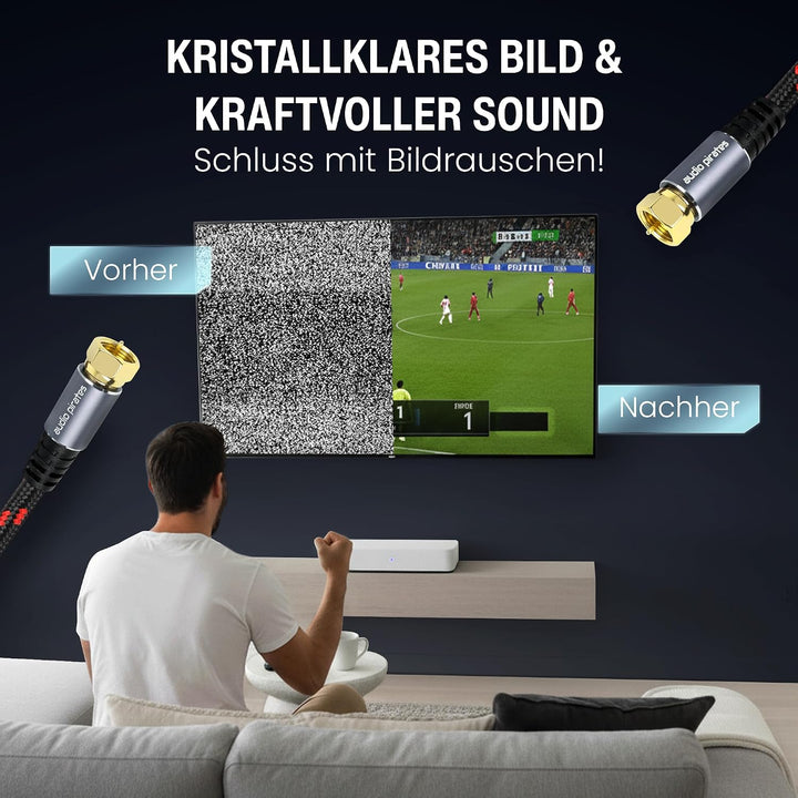 audio pirates RG6 Koaxialkabel – SAT-Kabel mit geraden F-Steckern – Doppelt geschirmtes Koaxialkabel