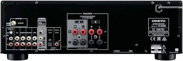 Onkyo TX-8220(B) Stereo Receiver (Hifi Verstärker 100 W/Kanal, Multiroom, Bluetooth, Streaming, DAB+