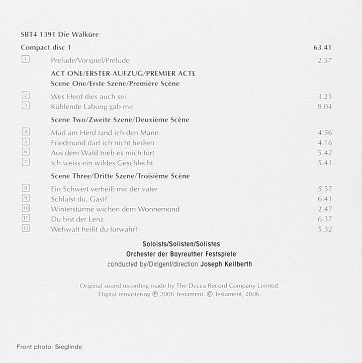 Die Walküre (Bayreuth 1955), Audio-CD