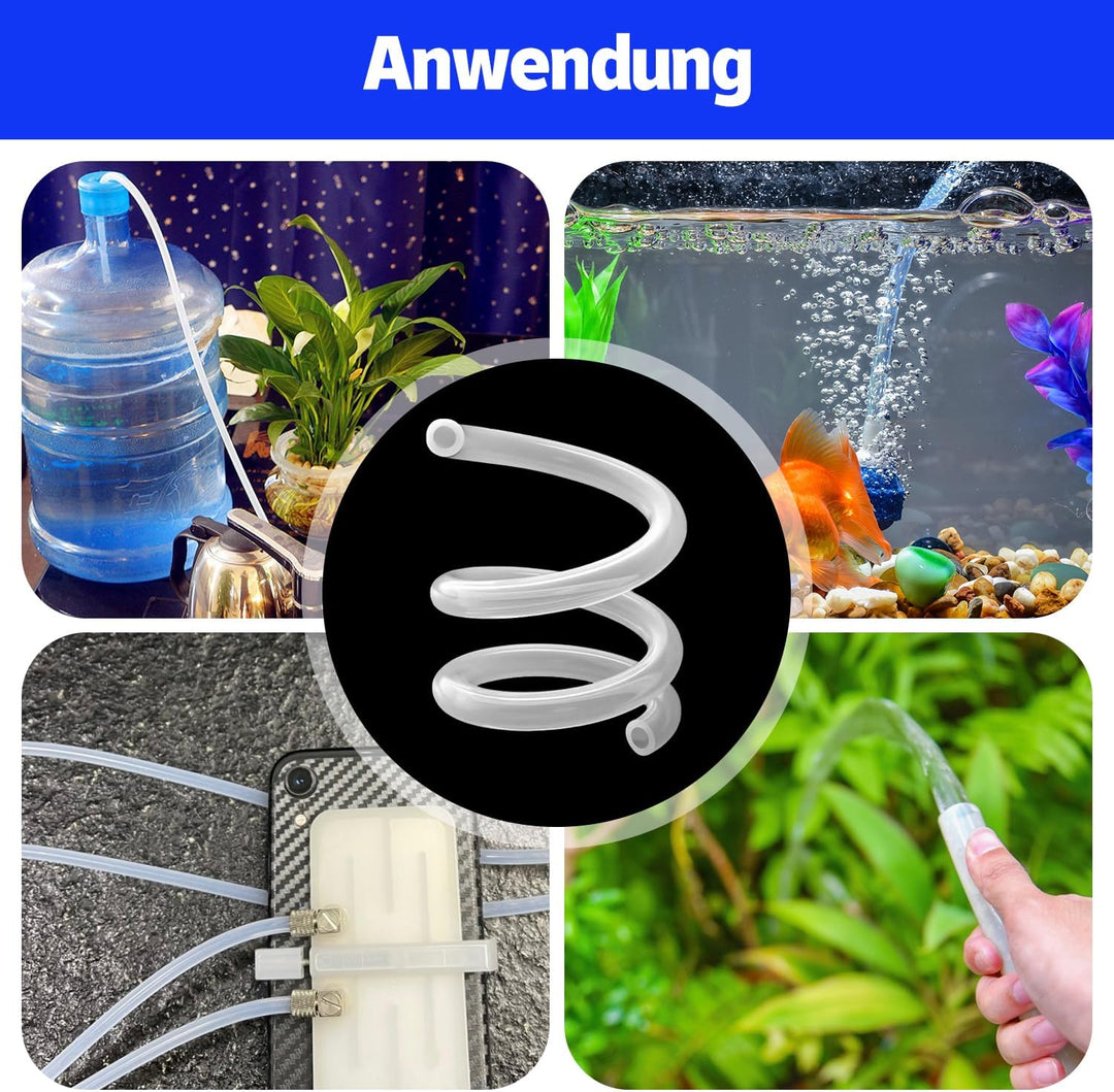 Silikonschlauch - Transparenter Gummischlauch für Haushalt, Trinkwasser, Industrie - 6mm ID x 9mm OD
